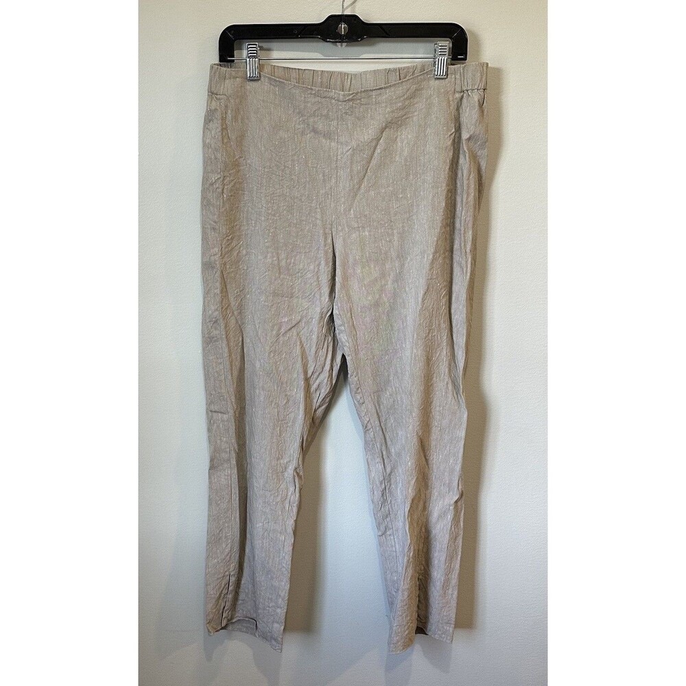 J.Jill Linen Stretch Pull On Elastic Waist Ankle Pant Tan/sand Size Medium